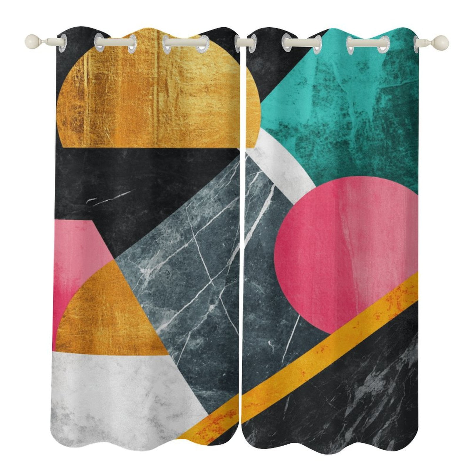 Color Geometry (64) 2 Panels 3D Printing Pattern Curtain for Bedroom ...