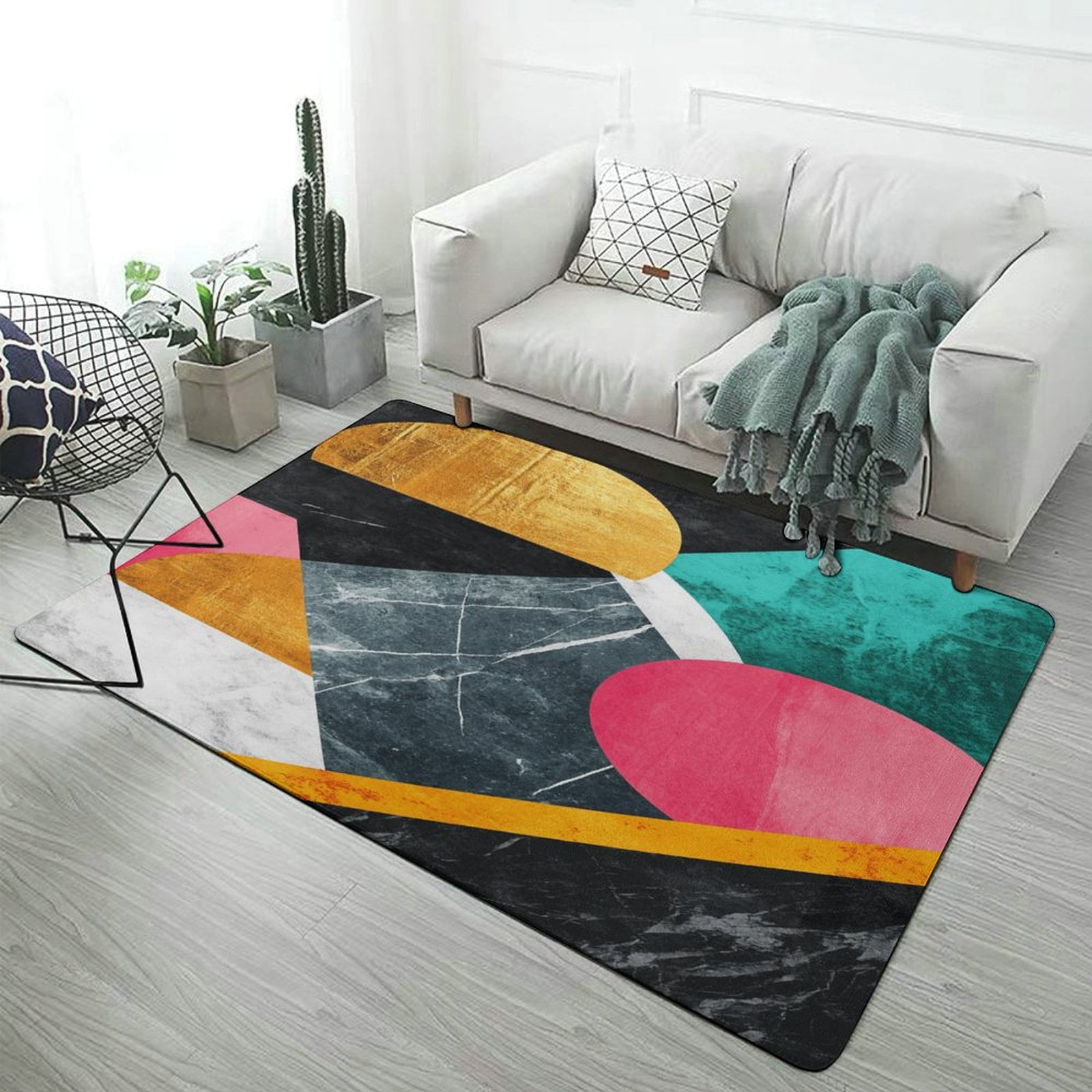 View of Color Geometry (64) Carpet Rug for Home Living Room Bedroom Sofa ...