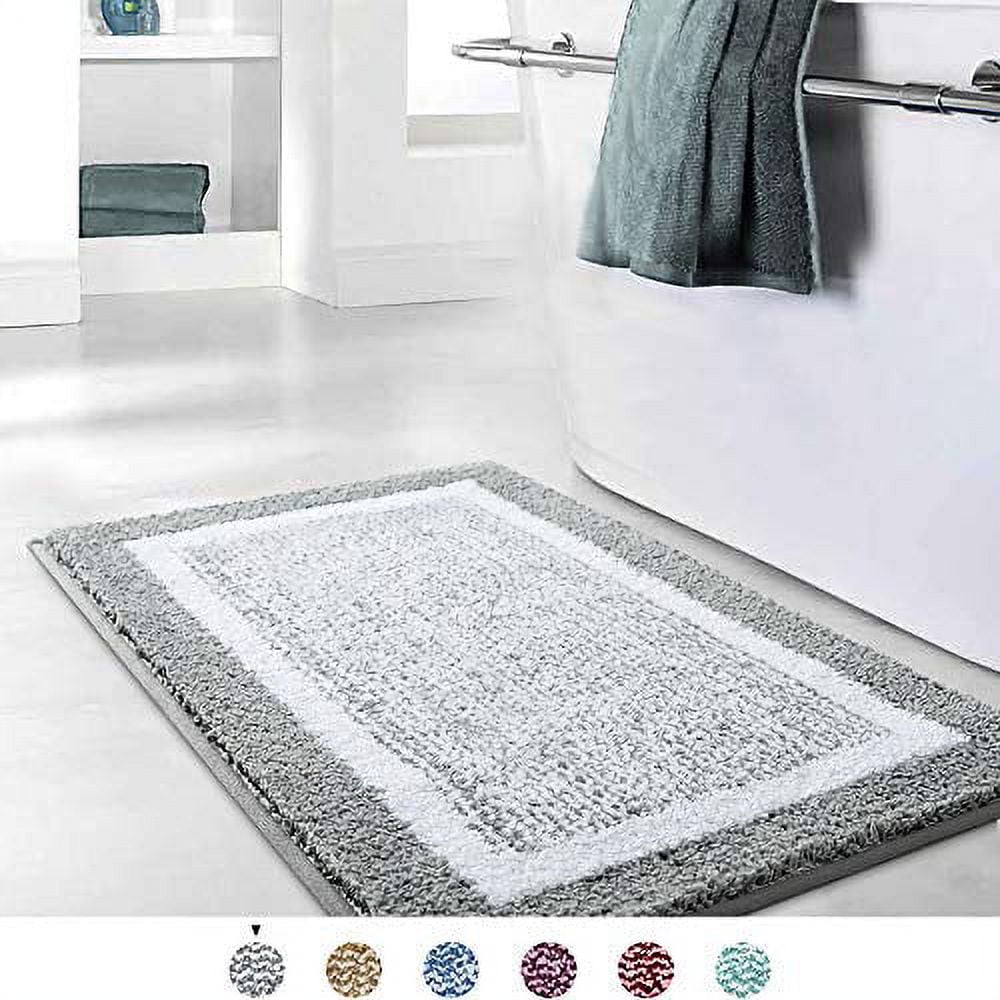 Color&Geometry White Bathroom Rugs - Upgrade Your Bathroom with Soft Plush  White Microfiber Bath Mat - Non Slip, Absorbent, Washable, Quick Dry