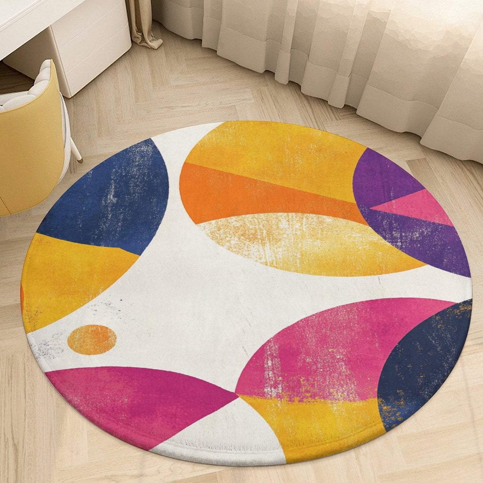 Color Geometry Round Area Rugs for Bedroom Living Room, 5FT Soft Indoor ...