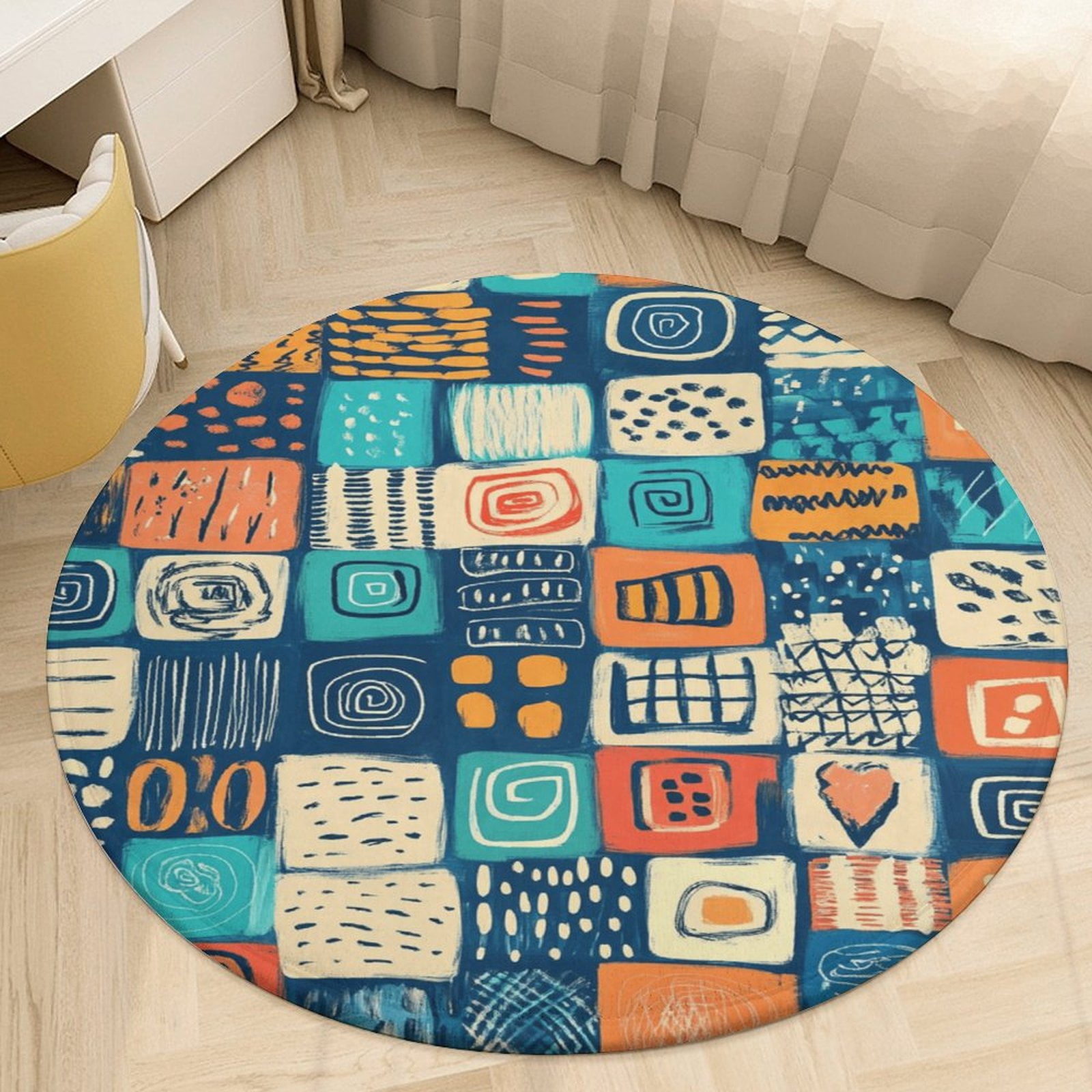 Color Geometry Round Area Rugs for Bedroom Living Room 5FT Soft Indoor Color Geometry Round Area Rugs for Bedroom Living Room 5FT Soft Indoor