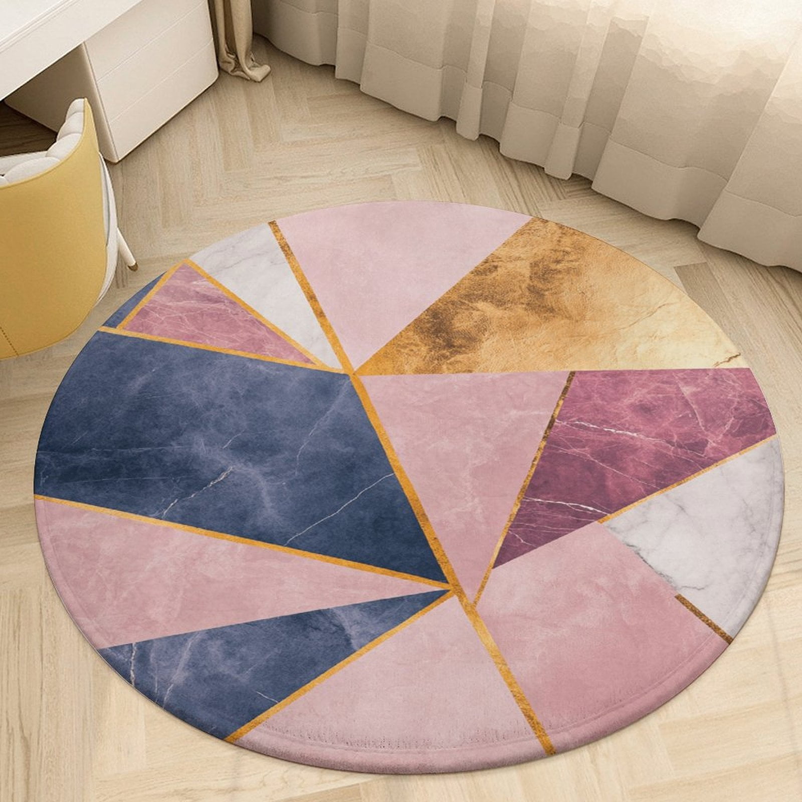 Color Geometry Round Area Rugs for Bedroom Living Room, 6FT Soft Indoor ...