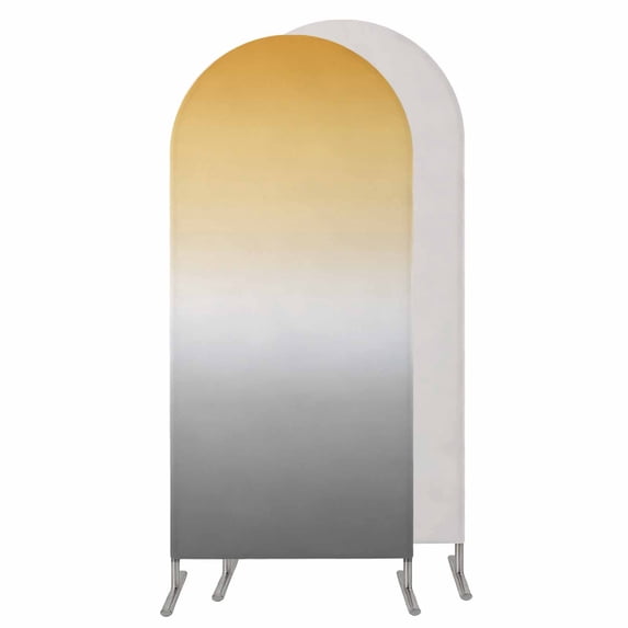 Color Gradient Pattern Wedding Arch Cover, Stretchy Spandex Arch Backdrop Stand Covers 6 FT, Round Top Arched Backdrop Cover for Birthday Party Ceremony Baby Shower Event