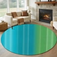 thumbnail image 1 of Color Gradient Striped Round Living Room Rugs 6 ft, Blue Teal Green Ombre Modern Abstract Washable Area Rug with Non-Slip Sturdy Edge Binding Round Carpet for Kitchen Office Bedroom, 1 of 9