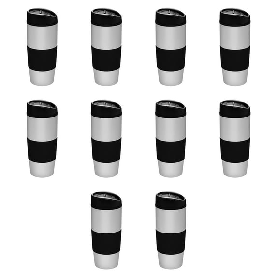 Color Grip Tumblers 16 oz. Set of 10, Bulk Pack - Perfect for Smoothies, Iced Coffee, Soda, Other Hot & Cold Beverages - Black
