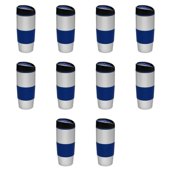 Color Grip Tumblers 16 oz. Set of 10, Bulk Pack - Perfect for Smoothies, Iced Coffee, Soda, Other Hot & Cold Beverages - Blue