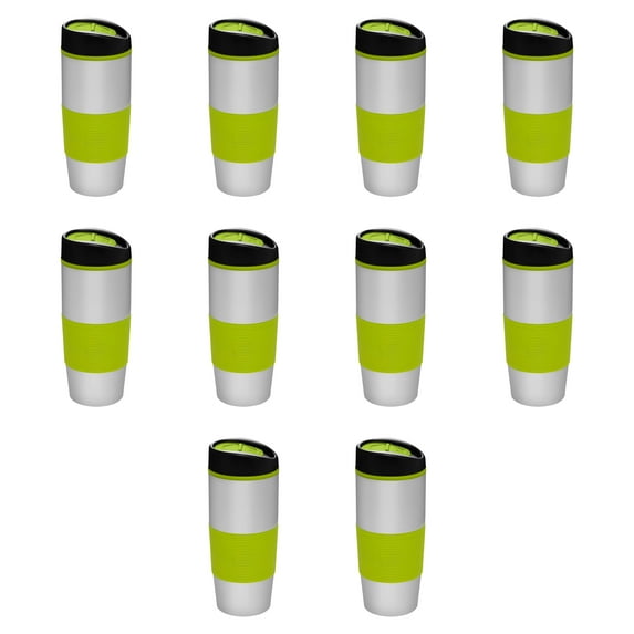 Color Grip Tumblers 16 oz. Set of 10, Bulk Pack - Perfect for Smoothies, Iced Coffee, Soda, Other Hot & Cold Beverages - Green