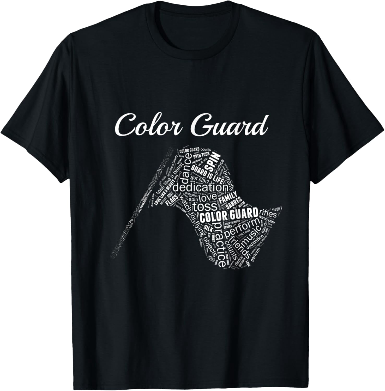 Color Guard Flag Word Collage Band Colorguard T-Shirt - Walmart.com