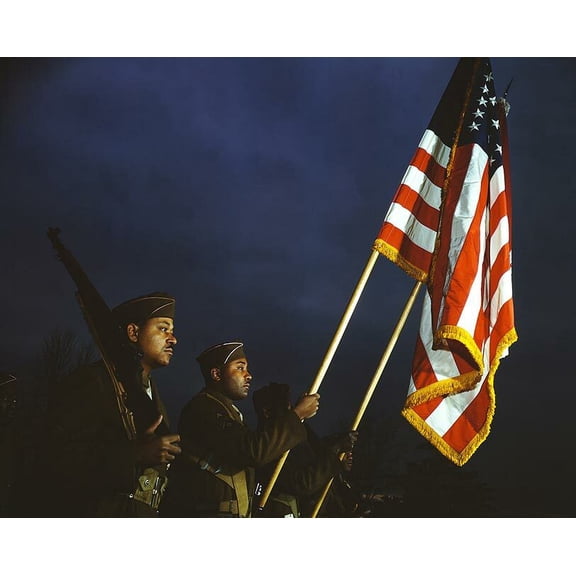 Color Guard of Black Army Engineers 1941 Style - A - 12x18 Inch Laminated Aviation Poster - Stunning Detail and Bold Colors