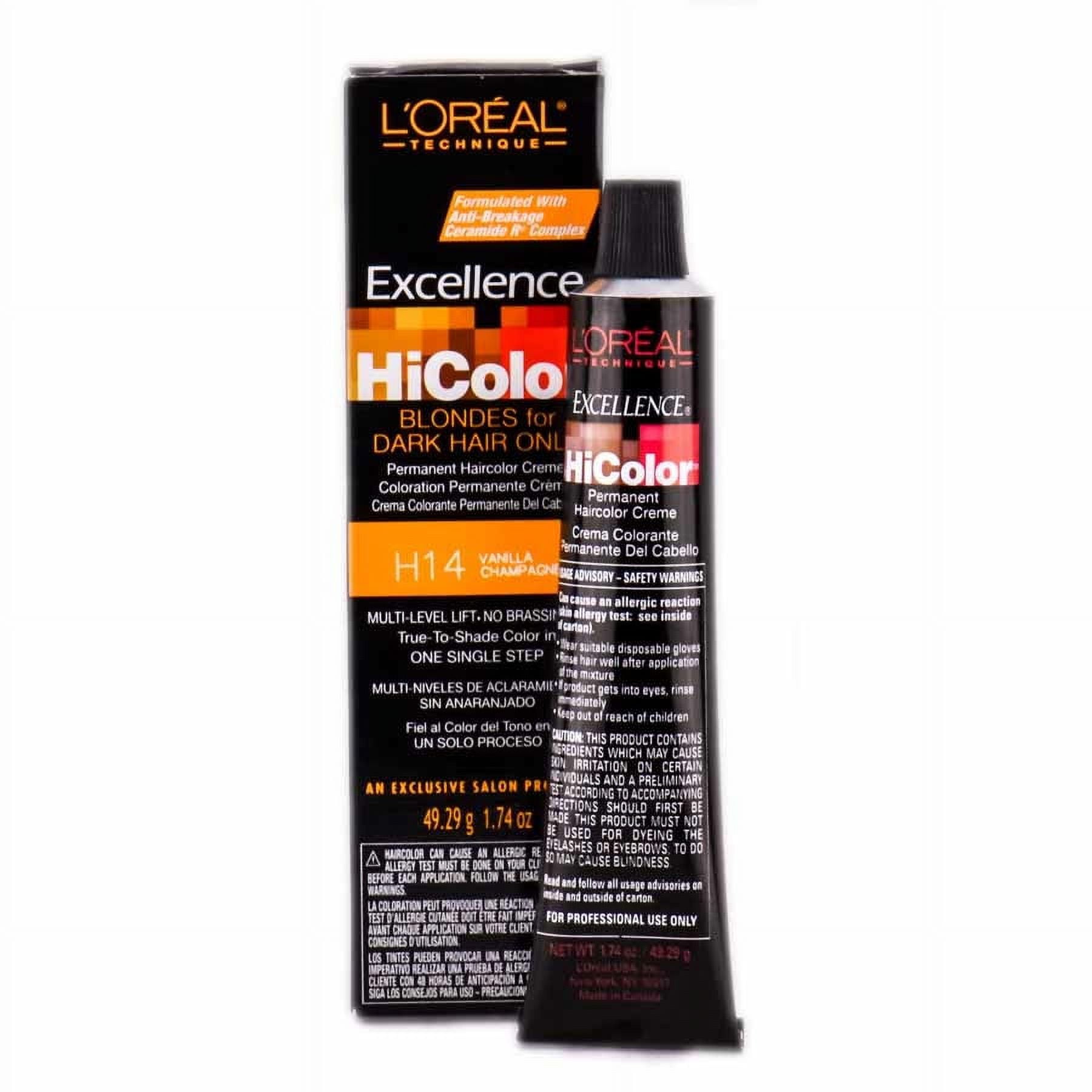 Loreal Hicolor Blondes For Dark Hair Only Review Color : H14 Vanilla Champagne , L'Oreal Technique Excellence HiColor