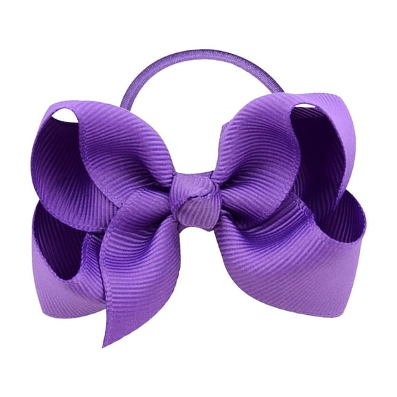 Color Hair Bows Elastic Ties for Kids - Rubber Bands Ponytail Holders for Baby Girls Teens and Toddlers - 1pc Hair Accessories