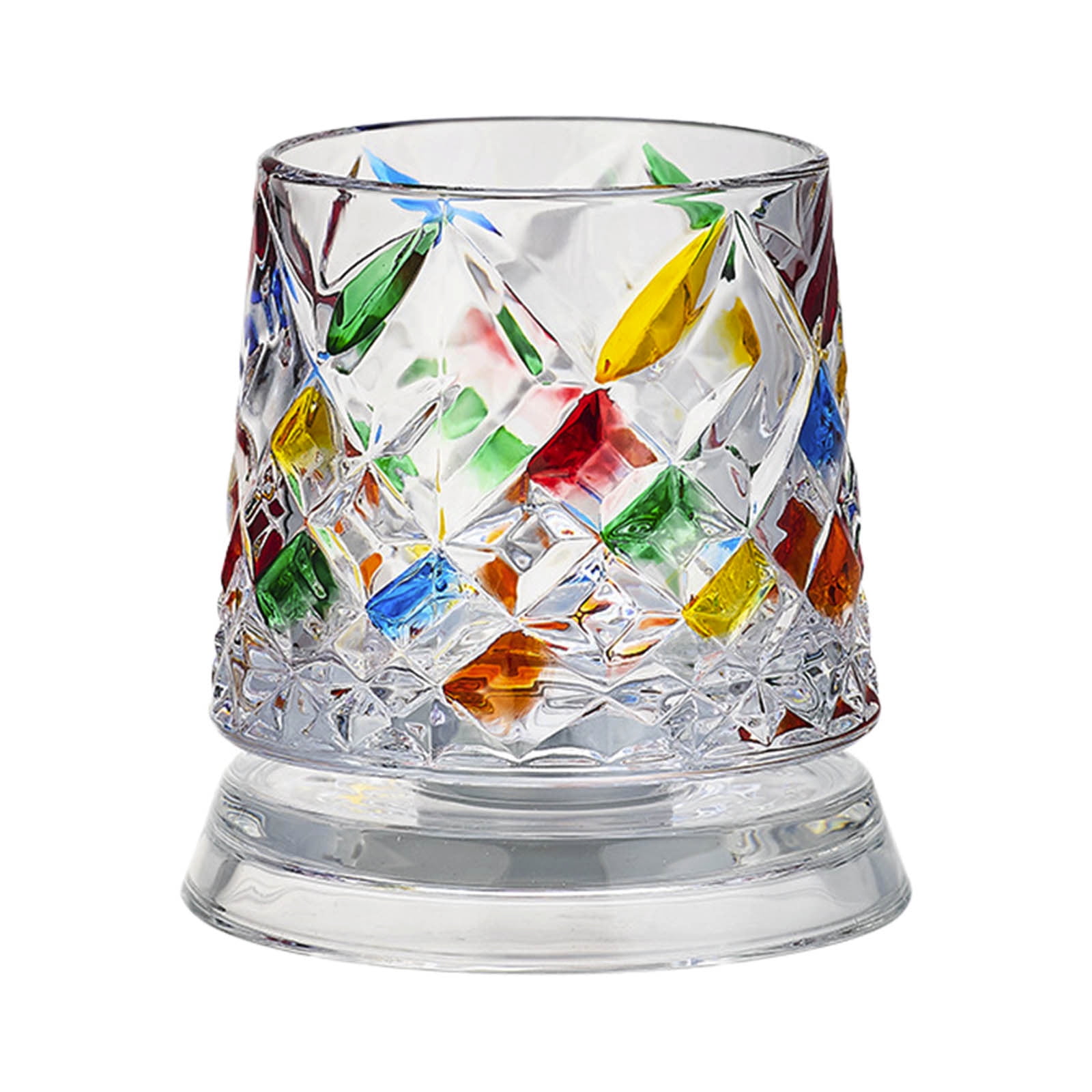 Color Hand-Painted Tumbler Weighted Stable Base Embossed Clear Drinking ...