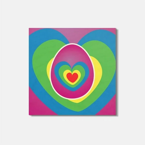 Color Hearts Easter Egg 4'' X 4'' Square Wooden Coaster