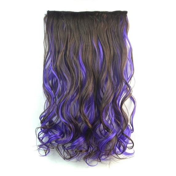 Color Highlights Five Clip Hair Extensions Curly Wig Piece for Versatile Style Transformation