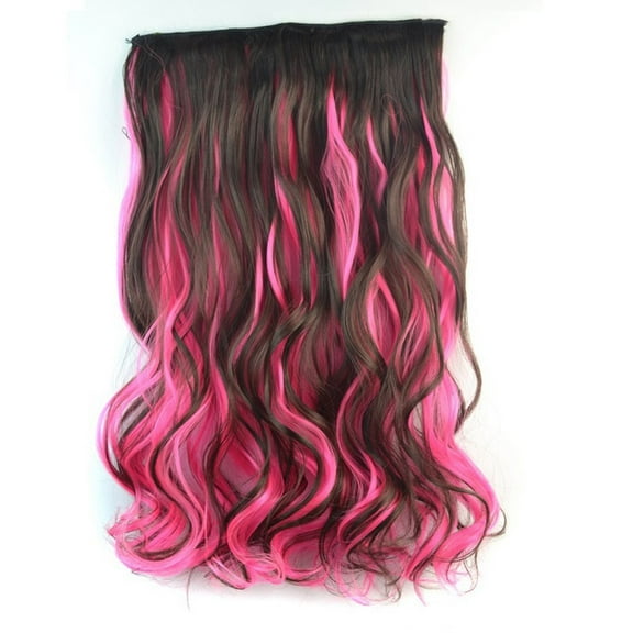 Color Highlights Five Clip Hair Extensions Curly Wig Piece Hair Curtain for Stylish Transformations