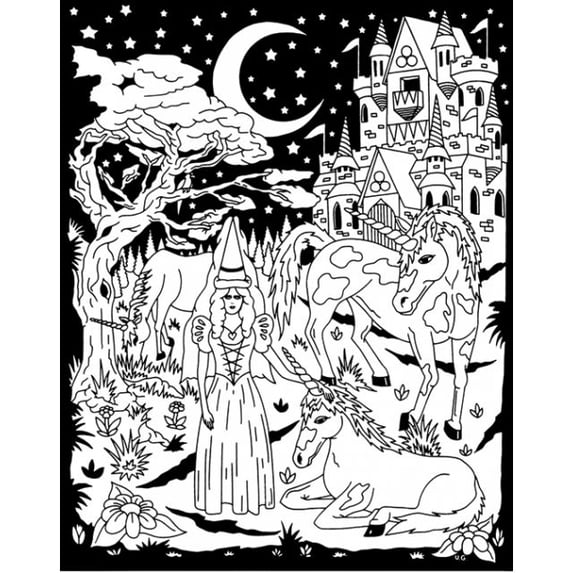 ColorIn Velvet Poster Castle Theme 16" x 20" 8 Markers