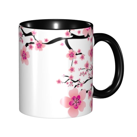 Color Inner Wall Mug Cup, Plum Blossom Mugs, Wide Tea Coffee and Hot Chocolate Cups for Tea, Coffee, Office, Gift