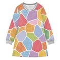 thumbnail image 1 of Color Irregular Shape Pattern Girls'long-sleeved dress Thickened A-dress Warm Dress Basic Shirt Party Dresses, 1 of 2