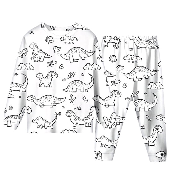 Color Your Own Kids Pajamas for Boy and Girl Kids Diy Hand Painted Homewear Set Long Sleeve Crew Neck Top with Pajamas Pants Kids Christmas Pajamas 6-7 Years