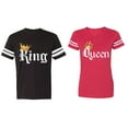 thumbnail image 1 of Color King Queen Matching Couple Cotton Jerseys (Men Black / Women Red) (Men S / Women XL), 1 of 3