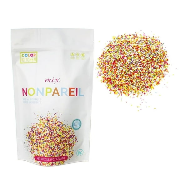 Color Kitchen Nonpareil Confetti Sprinkles Natural Ingredients Baking Cake Decorations, Ice Cream, Cookie, Artificial Dye-free, Plant-Based Colors, Gluten-Free, Non-GMO, No Hydrogenated Oils, 2LB