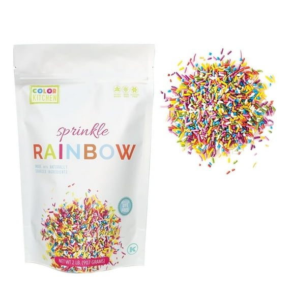 ColorKitchen Rainbow Sprinkles 2 LB Bag - Natural Ingredients | Artificial Dye-free | Gluten-free | Non-GMO | Vegan | Plant-based | Kosher | Soy-free