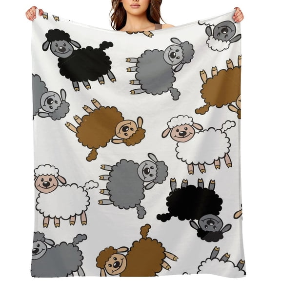 Color Lamb Pattern Printed Throw Blanket，Kids Adults Soft Lightweight Flannel Fleece Blanket for Couch Sofa Bed Living Room 60"×80"
