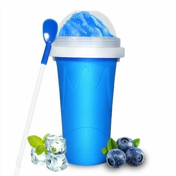 Color Land Slushy Cup, 350ML Blue Slushie Maker Cup with Lid & Straw, DIY Frozen Magic Squeeze Cup for Homemade Cool Drinks(BLUE)