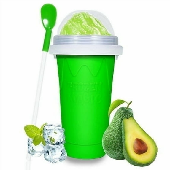 Color Land Slushy Cup, 350ML Green TIKTOK Frozen Magic Squeeze Cup, Ice Cream Maker Cup with Lid & Straw for DIY Cool Drinks（GREEN）
