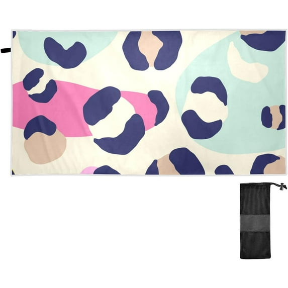 Color Leopard Print Beach Towel 31" x 71", Quick Dry Bath Towel Super Absorbent Lightweight Travel Towel for Beach Yoga Swim Sport Camping Holiday