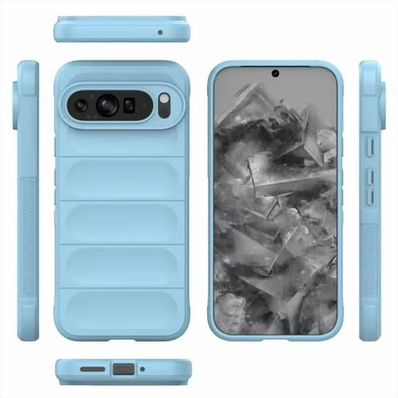 Color Liquid Silicone Matte Phone Case for Google Pixel 9 pro XL Skin Feel Armor Shockproof Protect Soft Cover - Blue