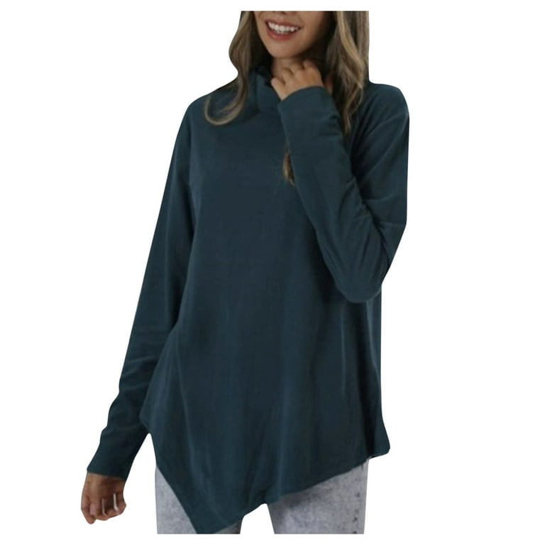 Color Long Solid Sleeve Shirt T-Shirt Women O-Neck Casual Autumn Women's  Blouse Loose Fit Tee for Women Womens Thermal Shirts Long Sleeve Neon Top T  Shirts for Women Running Graphic Sweaters Women 