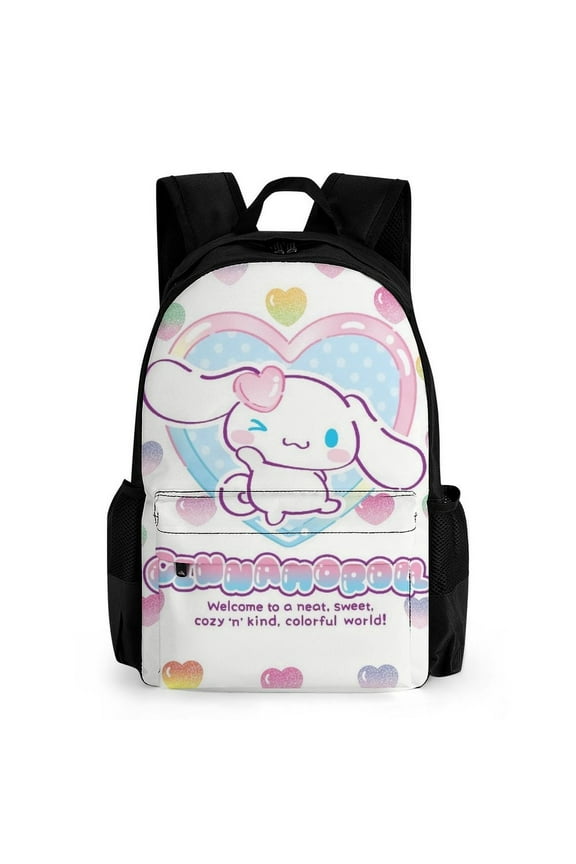Color Love Cinnamoroll Laptop Backpacks with Pocket, Casual Lightweight Bookbag, Classic Shoulders Roomy Bag for Hiking Traveling Camping Business Errands