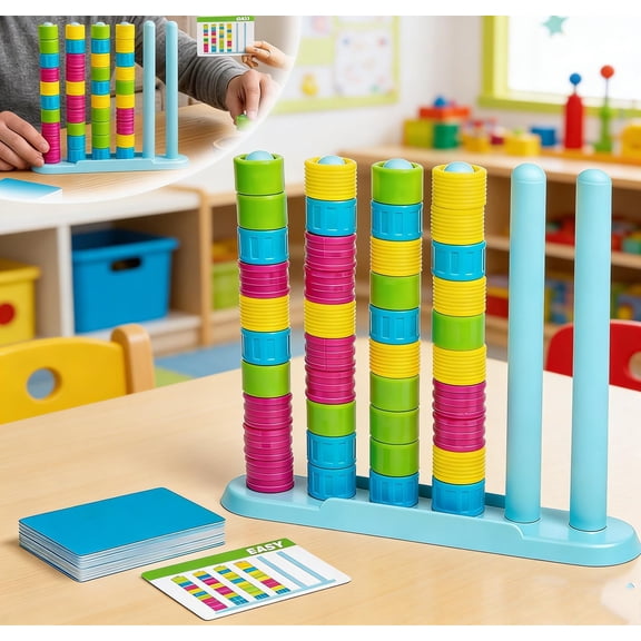 Color Match Challenge Game, Family Board Game, Quick Thinking Stacking Challenge, Travel-Friendly Party Game