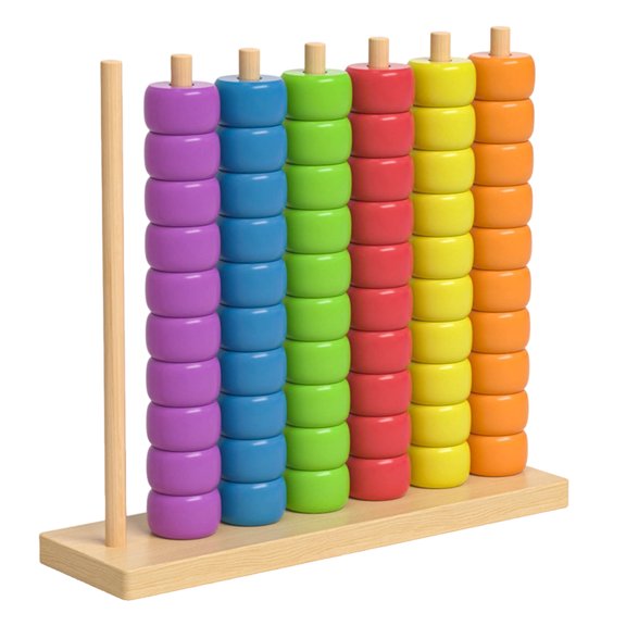 Color Match Challenge Game Wooden Rainbow Ring Stacking Competitive Tabletop Strategy Game