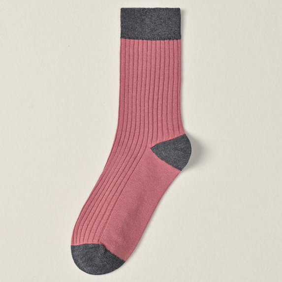 Color Matching Double Knit Girls Socks Cotton Sweat Absorbent Deodorant Retro Style 2022 New Cotton Socks 2PCS