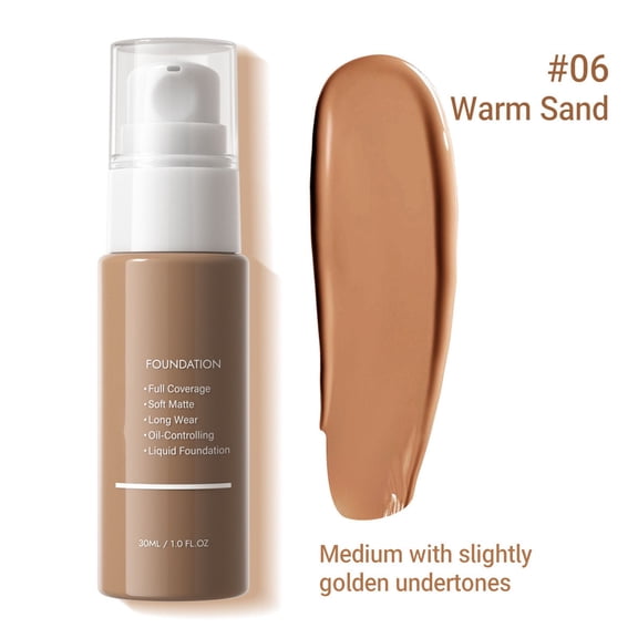 Color Matching Foundation,Soft Matte Liquid Makeup Base, Long Wear Oil Control Foundation Buildable Coverage for Balanced Complexion