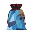 thumbnail image 1 of Color Matching Linen Bundle Mouth Gift Bag Can Be Used For Daily Small Items Blue Geometric Lines_4 Small, 1 of 8
