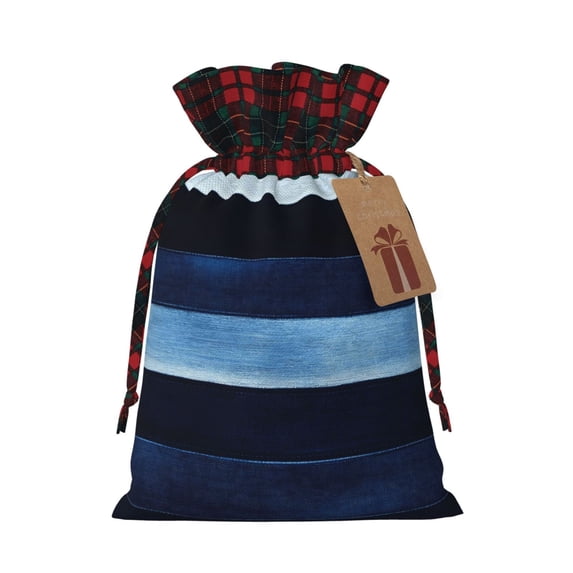 Color Matching Linen Bundle Mouth Gift Bag Can Be Used For Daily Small Items Darkblue Stripe_4 Small