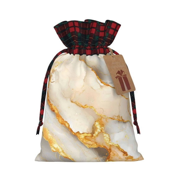 Color Matching Linen Bundle Mouth Gift Bag Can Be Used For Daily Small Items Grey And White Gold Marble Small