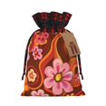 thumbnail image 1 of Color Matching Linen Bundle Mouth Gift Bag Can Be Used For Daily Small Items Groovy Flowers (14) Medium, 1 of 8