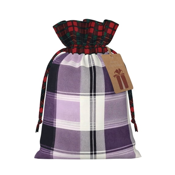 Color Matching Linen Bundle Mouth Gift Bag Can Be Used For Daily Small Items Lavenderblush Buffalo Plaid Check Tartan Scotland_1 Medium