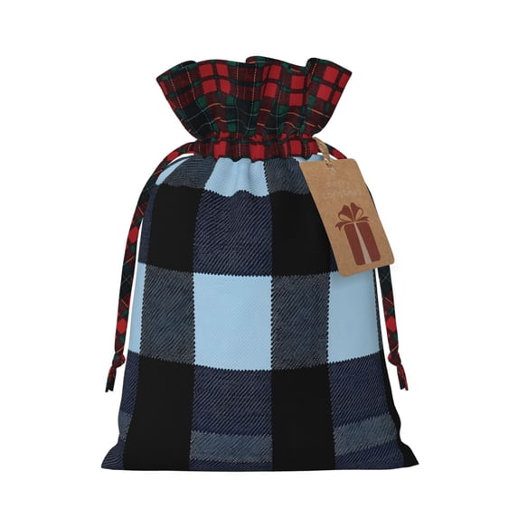 Color Matching Linen Bundle Mouth Gift Bag Can Be Used For Daily Small Items Midnightblue Buffalo Plaid Check Tartan Scotland_2 Small