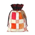 thumbnail image 1 of Color Matching Linen Bundle Mouth Gift Bag Can Be Used For Daily Small Items Orangered Houndstooth Checkered Hand-Drawn Sketch_4 Medium, 1 of 8