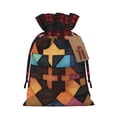 thumbnail image 1 of Color Matching Linen Bundle Mouth Gift Bag Can Be Used For Daily Small Items Saddlebrown Colorful Houndstooth Hand-Drawn Sketch_1 Medium, 1 of 8