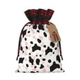 thumbnail image 1 of Color Matching Linen Bundle Mouth Gift Bag Can Be Used For Daily Small Items Simple Cow Print Pattern White Background, Pink And White_1 Small, 1 of 8