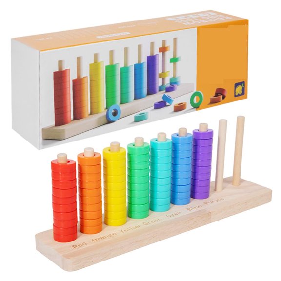 Color Matching Stacking Puzzle Game, 2026 New Fast-Paced Rainbow Ring Stacking Puzzle Game, Upgrade Wooden Color Match Challenge Game for Family Fun and Strategy Lovers