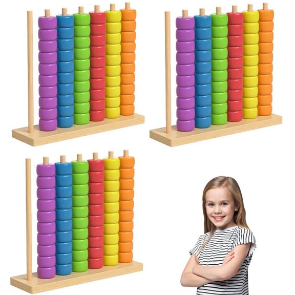 Color Matching Stacking Puzzle Game| Fast Pattern Challenge Ring Stack Puzzle for 2 Players| Competitive Tabletop Brain Teaser for Family Game Night , Wooden Color Match Challenge Game (3 PCS)