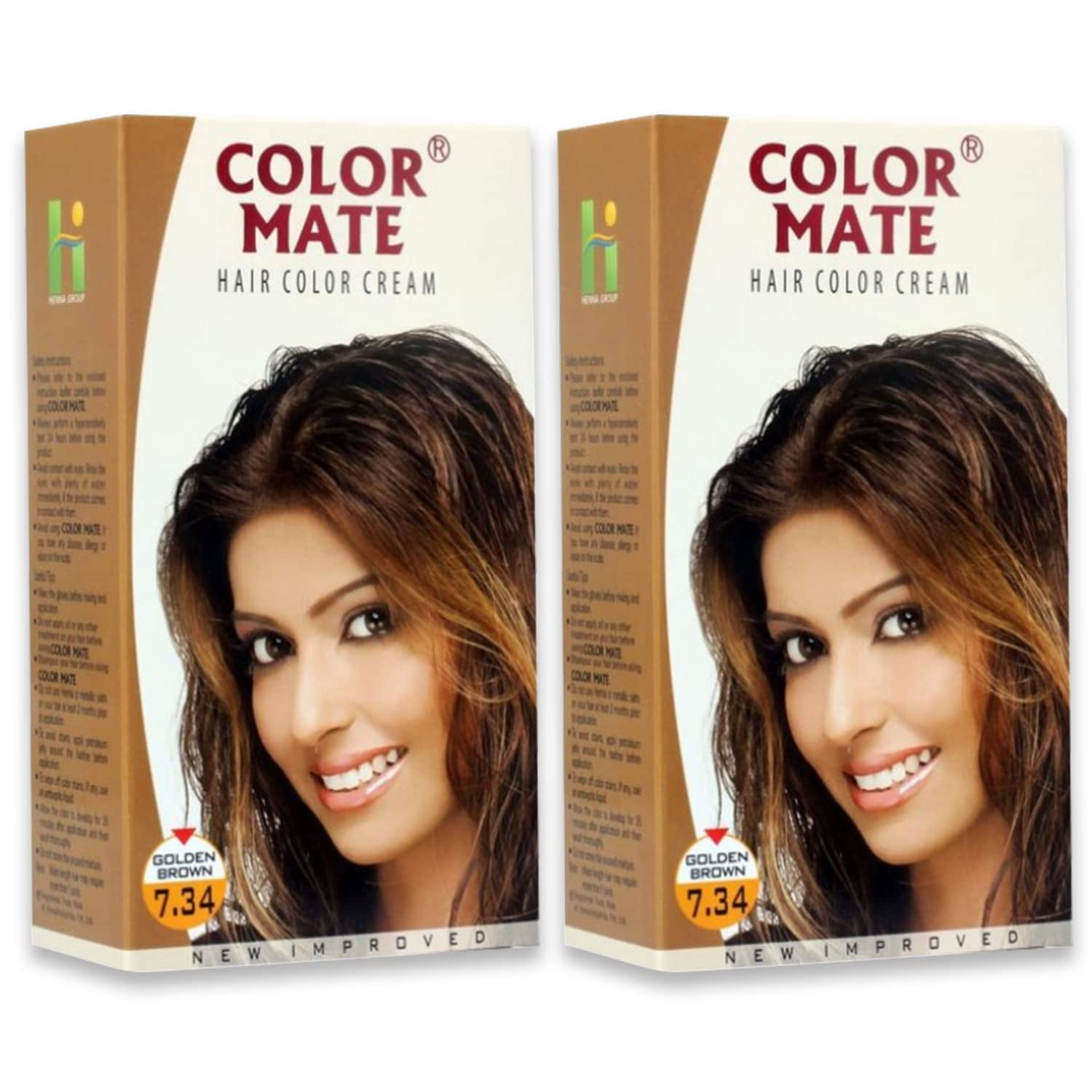 Color Mate Hair Color Cream, Golden Brown, 130ml (Pack of 2)