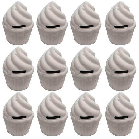 Color-Me™ Ceramic Bisque Cupcake Banks (Pack of 12)